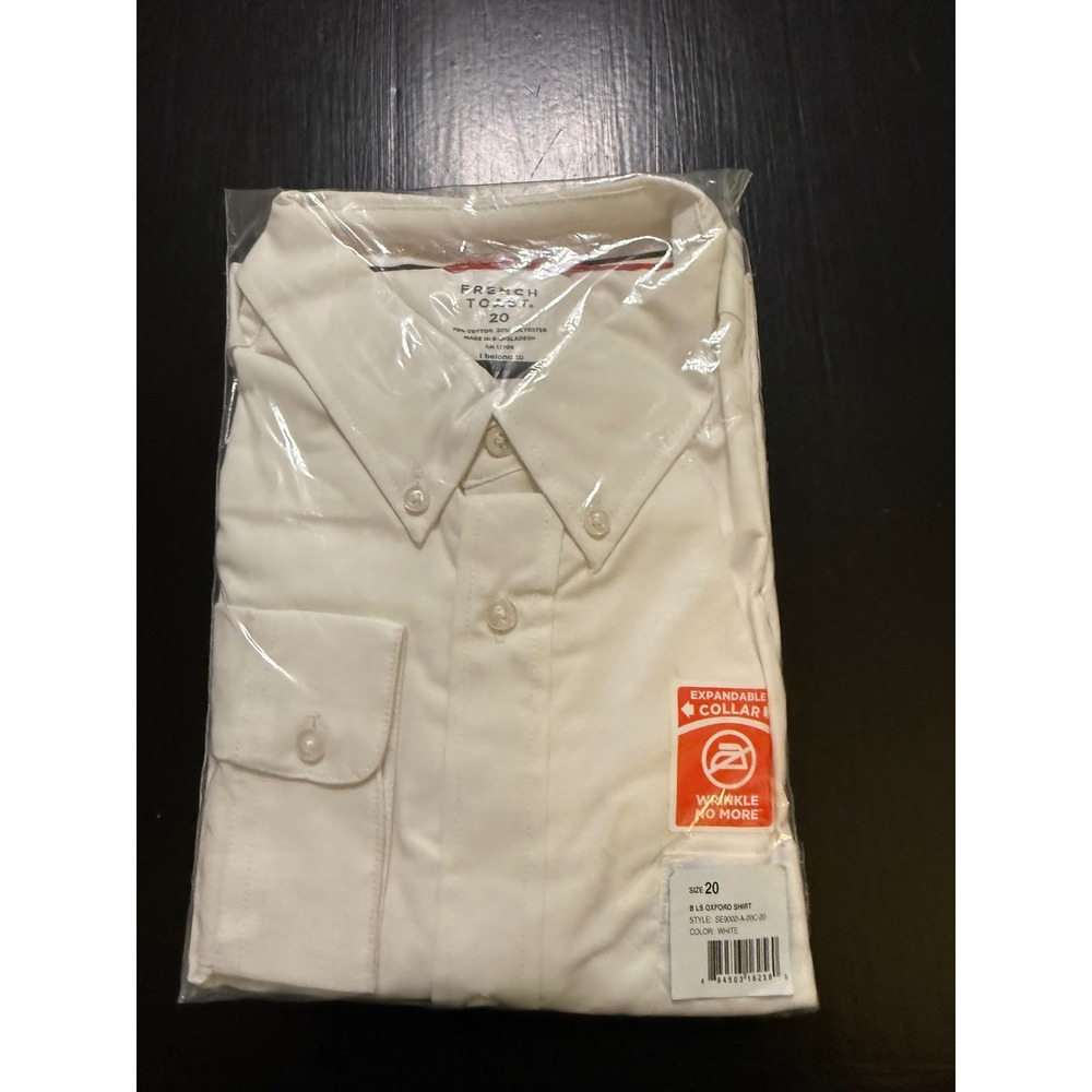 French Toast Mens White Long Sleeve Oxford Shirt SE9002-A-20C-20 Size 20 NEW
